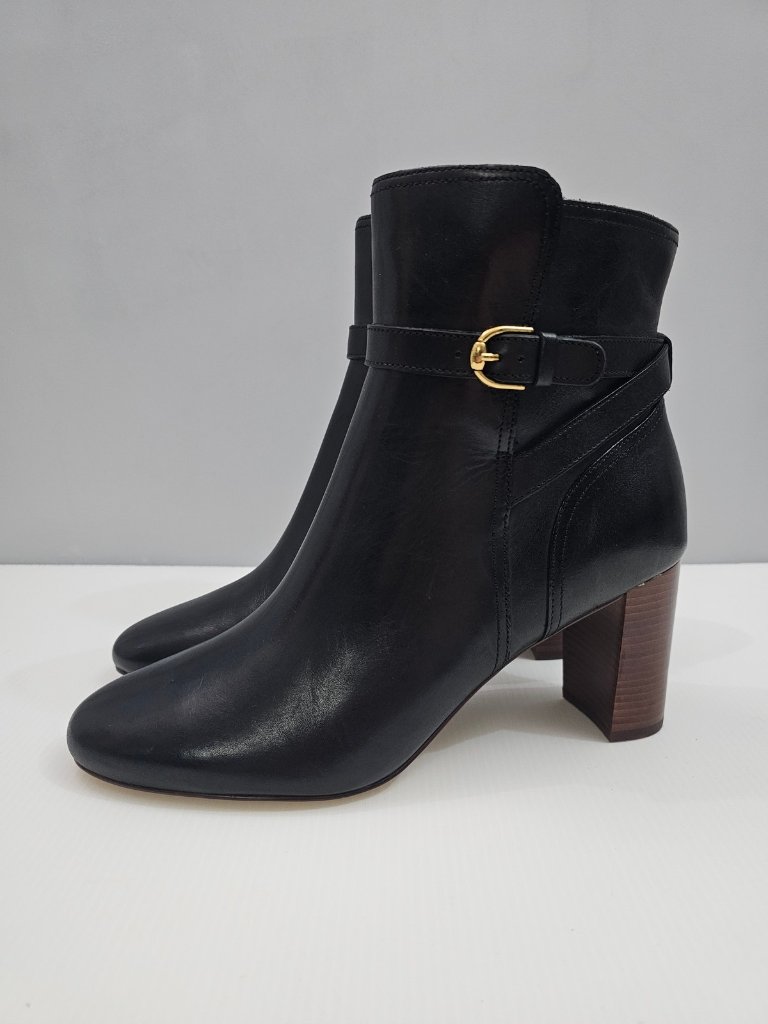 Cole Haan Glendale Jodhpur Block Heel Ankle Boot Womens 9.5 Black Leather Buckle